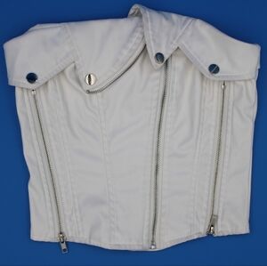 SHEIN White Corset Top Small | Zip Front